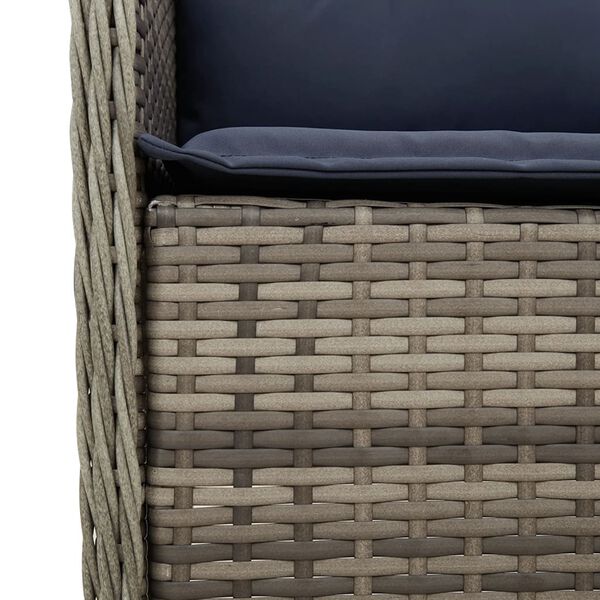 vidaXL 9 Piece Garden Dining Set with Cushions Grey Poly Rattan