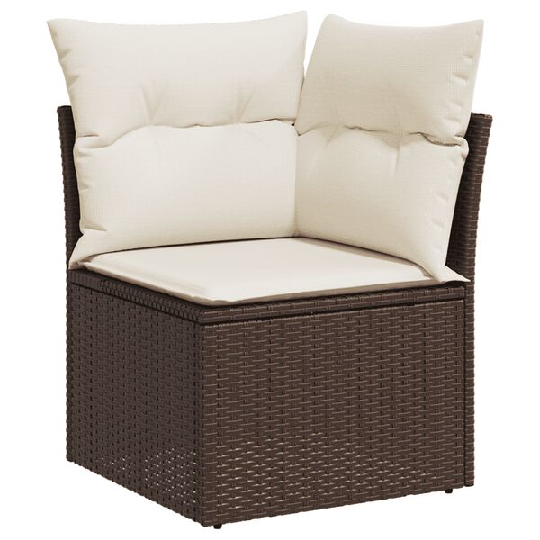 vidaXL 8 Piece Garden Sofa Set with Cushions Brown Poly Rattan