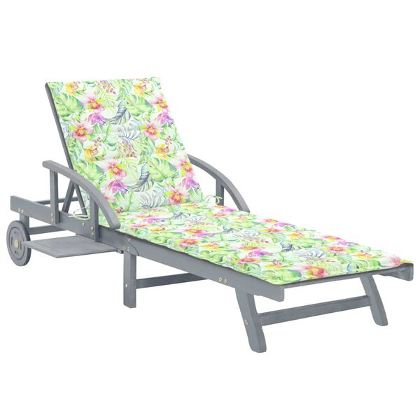vidaXL Garden Sun Lounger with Cushion Solid Acacia Wood