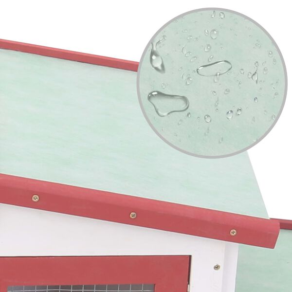 vidaXL Outdoor Large Rabbit Hutch Red and White 204x45x85 cm Wood