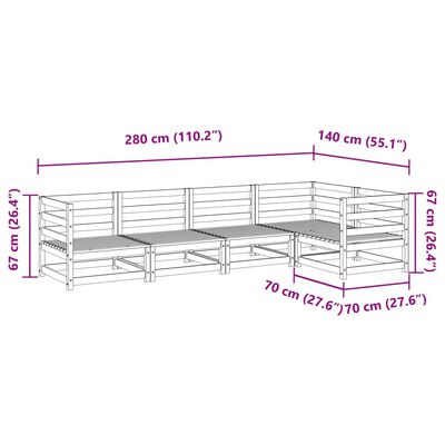 vidaXL 5 Piece Garden Sofa Set Wax Brown Solid Wood Pine