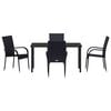 vidaXL Garden Dining Set 5 pcs Black Powder-Coated Steel