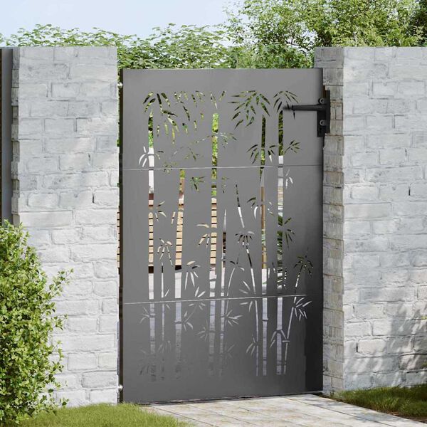 vidaXL Garden Gate 85x150 cm Corten Steel Bamboo Design
