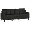 vidaXL 3 Piece Sofa Set with Pillows Black Fabric