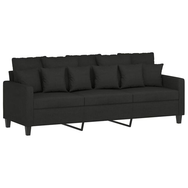 vidaXL 3 Piece Sofa Set with Pillows Black Fabric