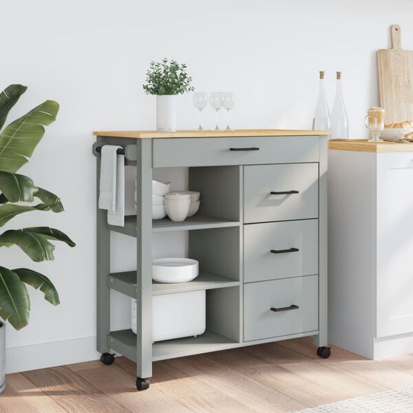 vidaXL Kitchen Trolley MONZA 84x40x90 cm Solid Wood Pine