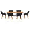 vidaXL Garden Dining Set 7 pcs Black and brown Poly Rattan