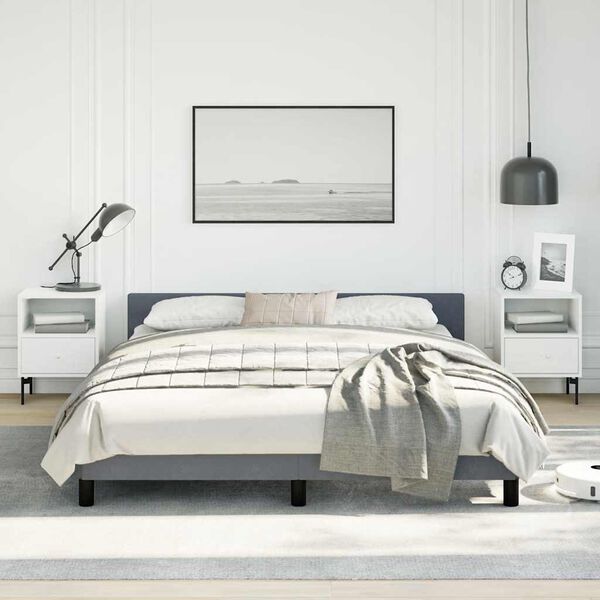vidaXL Bed Frame without Mattress Dark Grey Queen Velvet