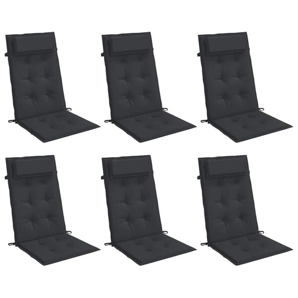 vidaXL Highback Chair Cushions 6 pcs Black Oxford Fabric