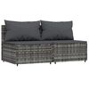 vidaXL 3 Piece Garden Lounge Set with Cushions Grey Poly Rattan