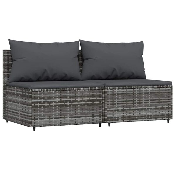 vidaXL 3 Piece Garden Lounge Set with Cushions Grey Poly Rattan