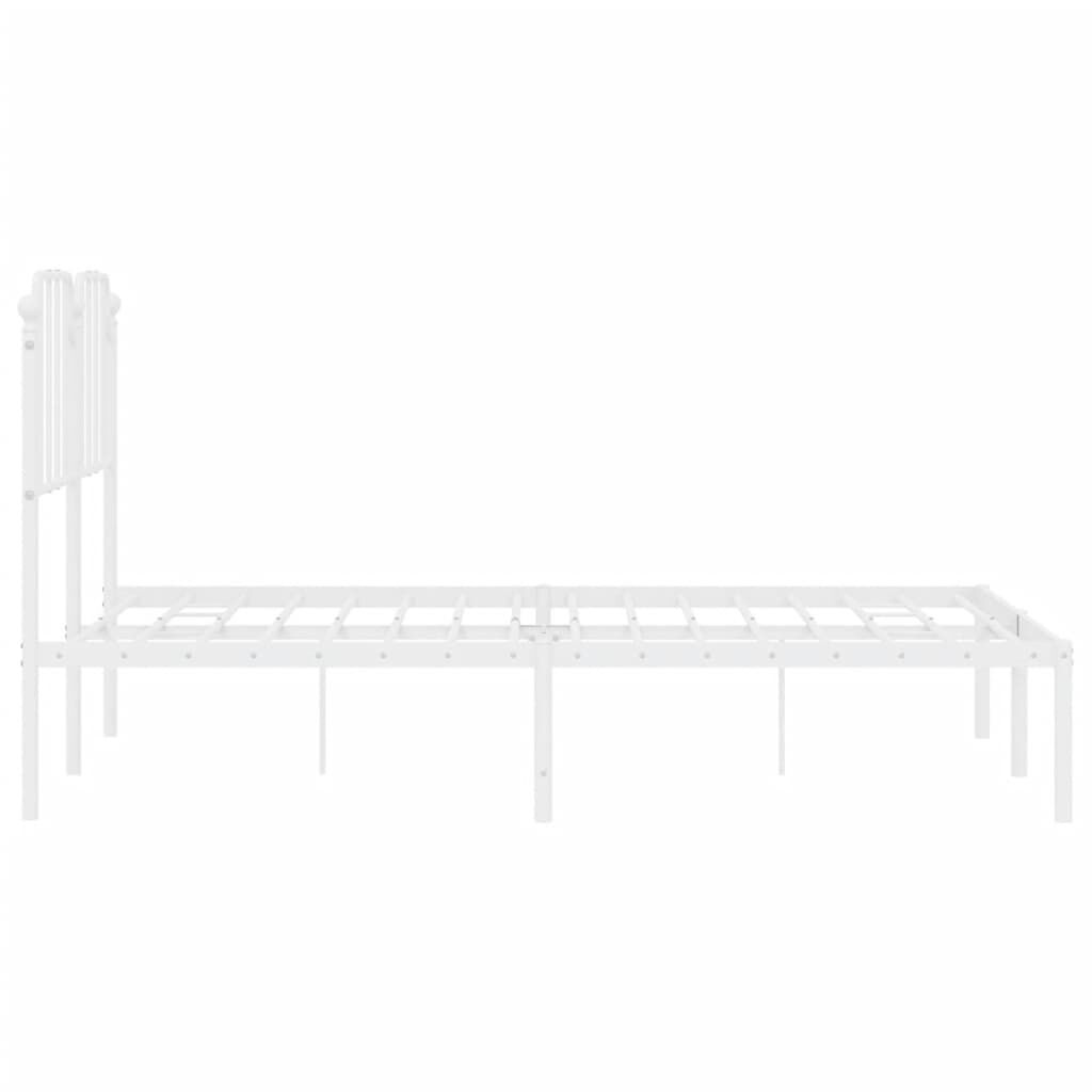 vidaXL Metal Bed Frame without Mattress with Headboard White 150x200cm