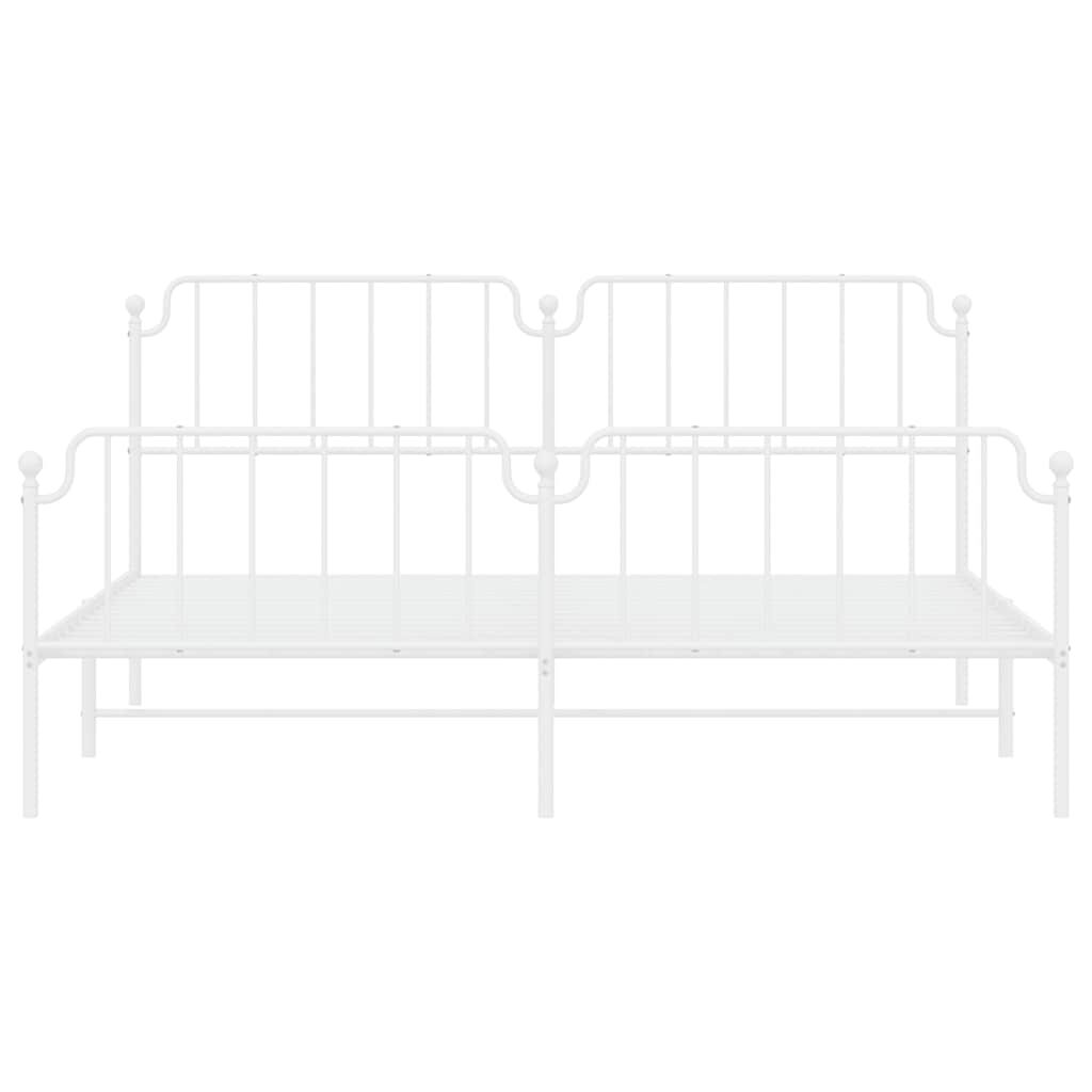 vidaXL Metal Bed Frame without Mattress with Footboard White 193x203cm