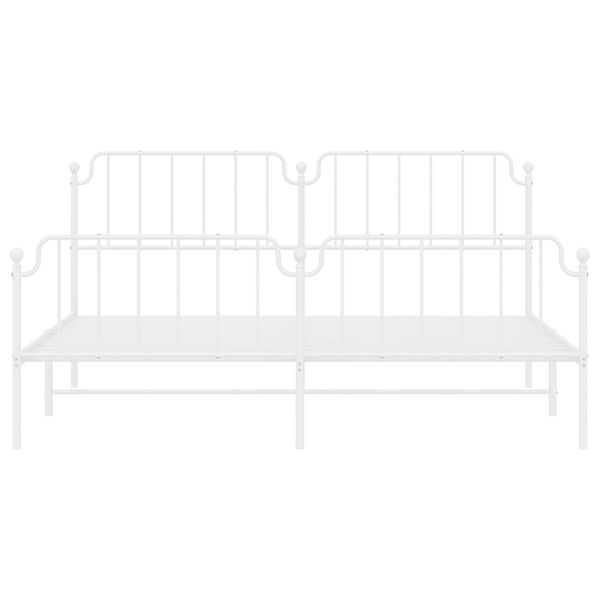 vidaXL Metal Bed Frame without Mattress with Footboard White 193x203cm