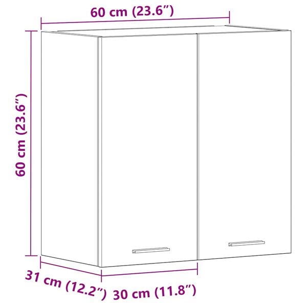 vidaXL Hanging Cabinet Lyon Black 60x31x60 cm Engineered Wood