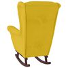 vidaXL Rocking Chair Wingback Yellow Velvet and Solid Wood