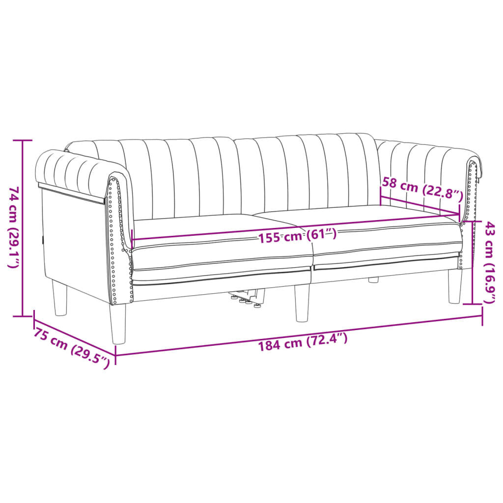 vidaXL 3 Piece Sofa Set Brown Velvet