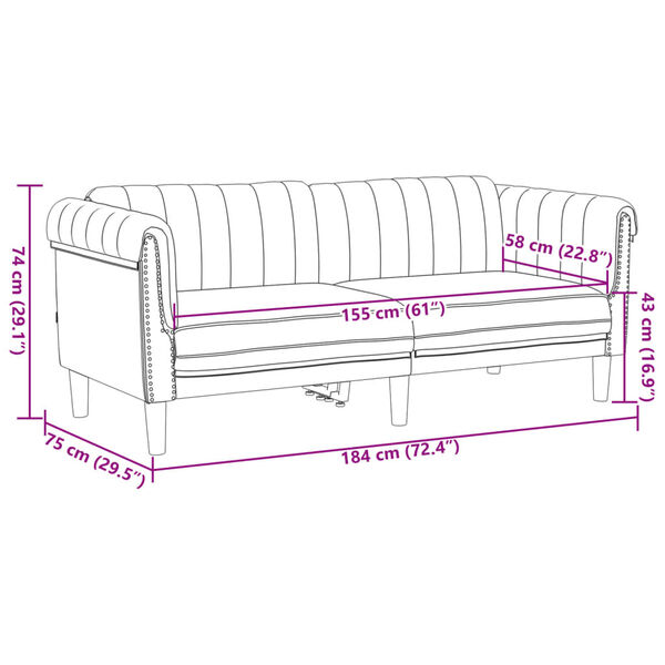 vidaXL 3 Piece Sofa Set Brown Velvet