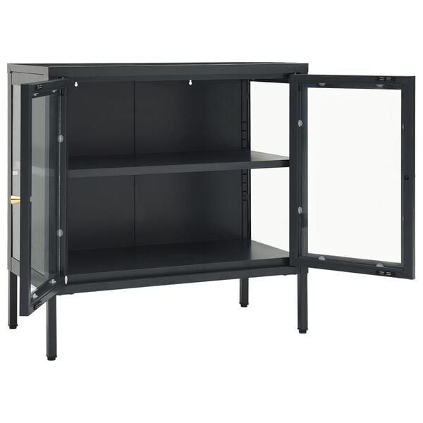 vidaXL Sideboard Anthracite 70x35x70 cm Steel and Glass