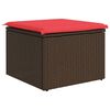 vidaXL Garden Stool with Cushion Brown 55 x 55 x 37 cm Poly Rattan