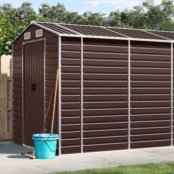 vidaXL Garden Shed Brown 191x555x198 cm Galvanised Steel