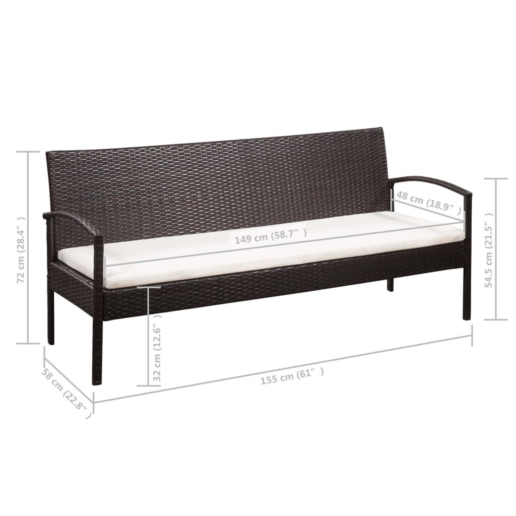 vidaXL 5 Piece Garden Lounge Set with Cushions Poly Rattan Black