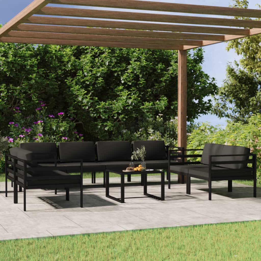 vidaXL 9 Piece Garden Lounge Set with Cushions Aluminium Anthracite