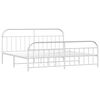 vidaXL Metal Bed Frame without Mattress with Footboard White 193x203cm