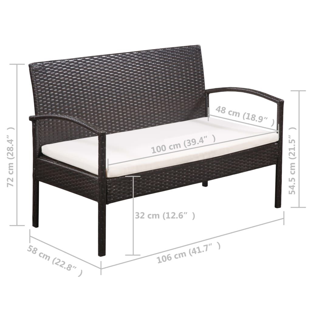 vidaXL 5 Piece Garden Lounge Set with Cushions Poly Rattan Brown