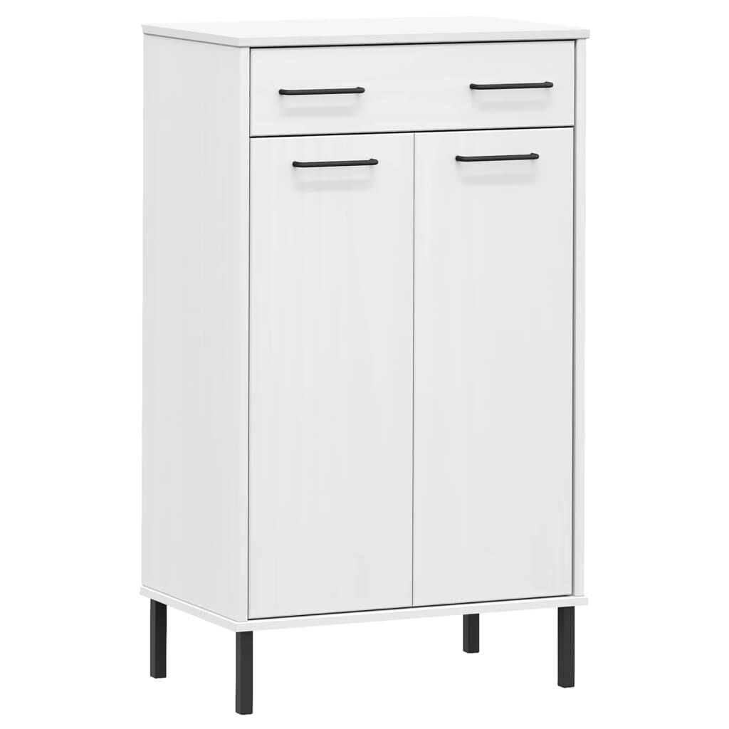vidaXL Shoe Rack with Metal Legs White Solid Wood Pine OSLO