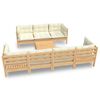 vidaXL 8 Piece Garden Lounge Set with Cream Cushions Solid Pinewood
