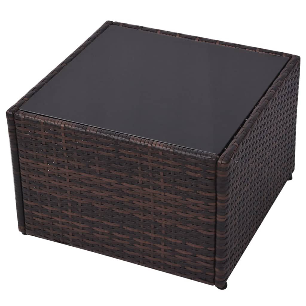 vidaXL 5 Piece Garden Lounge Set with Cushions Poly Rattan Brown