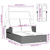 vidaXL Double Sun Lounger with Canopy and Cushions Grey Poly Rattan