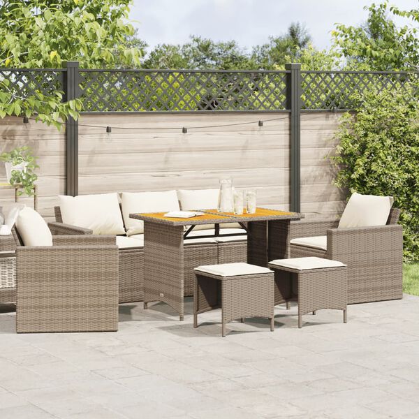 vidaXL 6 Piece Garden Sofa Set with Cushions Beige Poly Rattan
