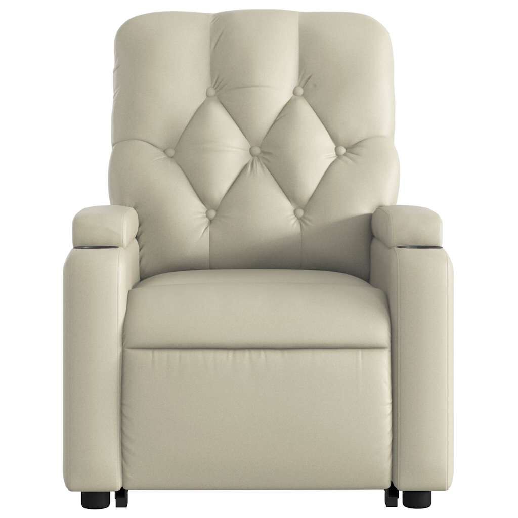 vidaXL Electric Stand up Massage Recliner Chair Cream Faux Leather