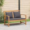 vidaXL Bench with Cushion 2 pcs Brown and Dark Grey Solid Teak Wood