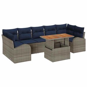 vidaXL Garden Sofa Set with Cushion Manual 8 pcs Grey and navy blue