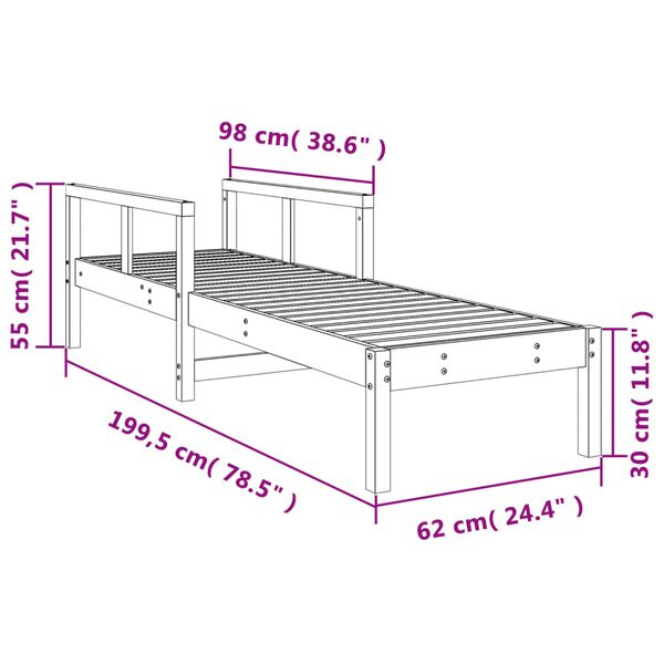 vidaXL Sun Lounger White 199.5x62x55 cm Solid Wood Pine