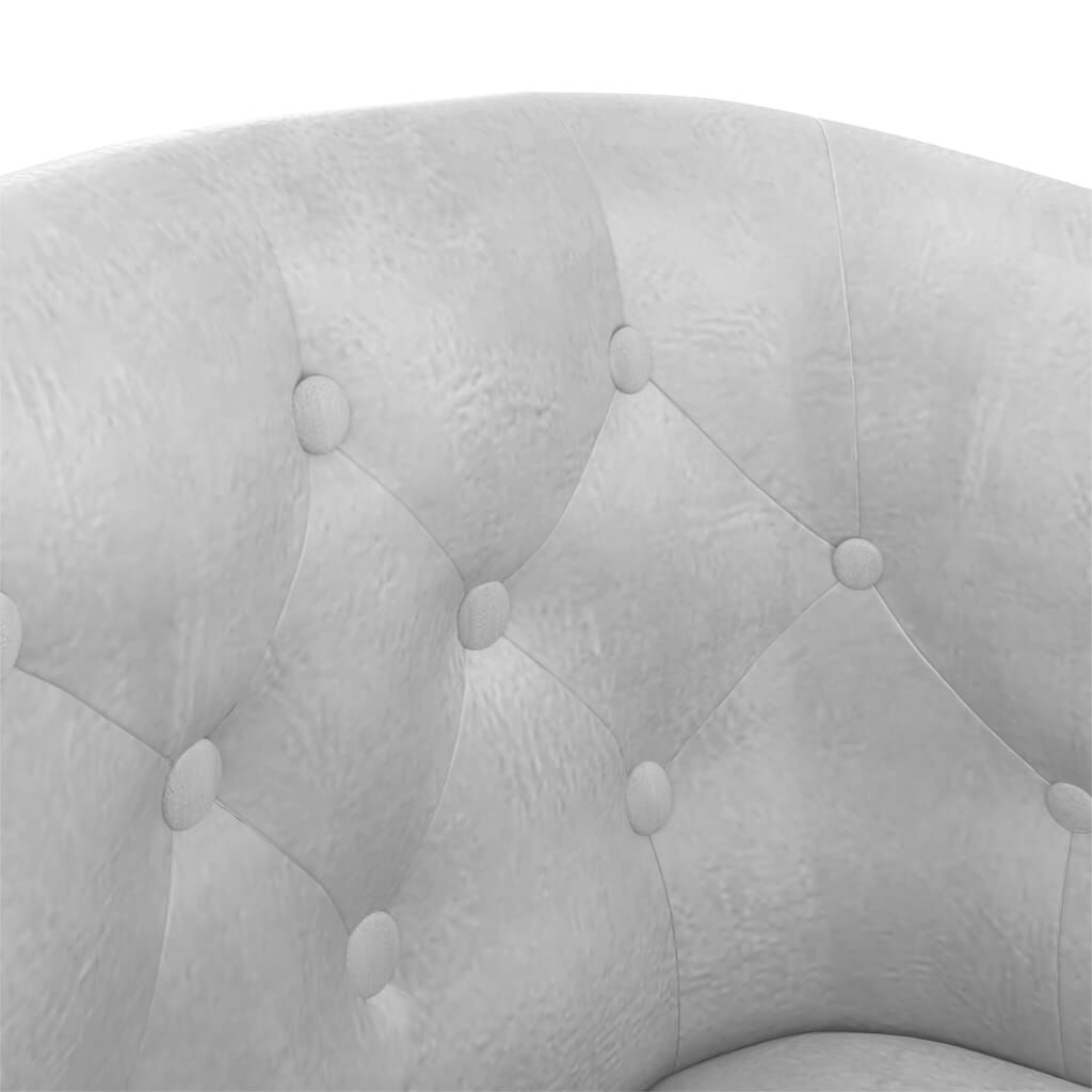 vidaXL Tub Chair with Footstool Silver Faux Leather