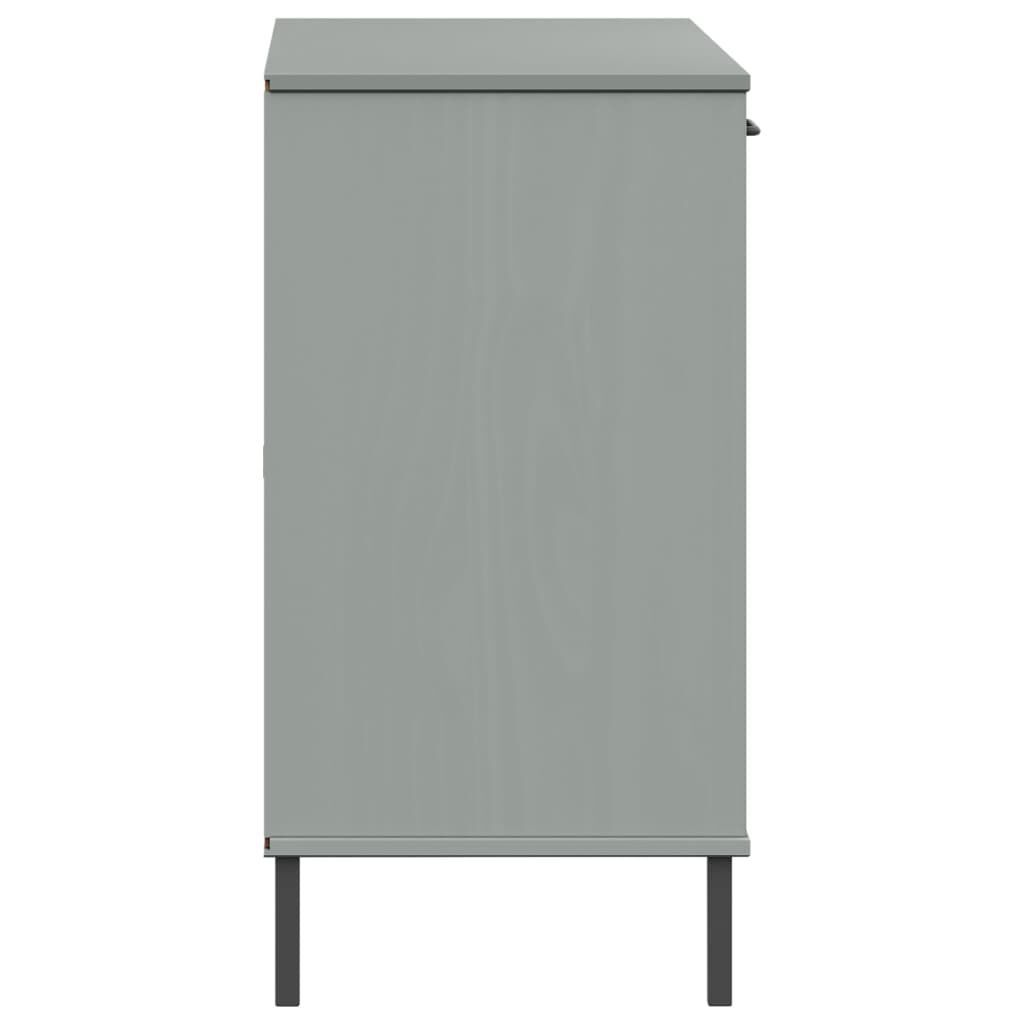 vidaXL Sideboard with Metal Legs Grey 113x40x77 cm Solid Wood OSLO