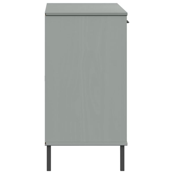 vidaXL Sideboard with Metal Legs Grey 113x40x77 cm Solid Wood OSLO