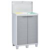 vidaXL Garden Dustbin with 3 Bags Light Grey 65x38x102 cm