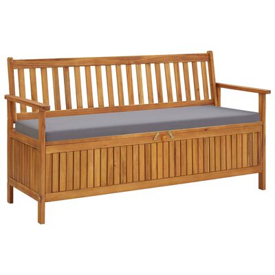 vidaXL Garden Storage Bench with Cushion 148 cm Solid Acacia Wood