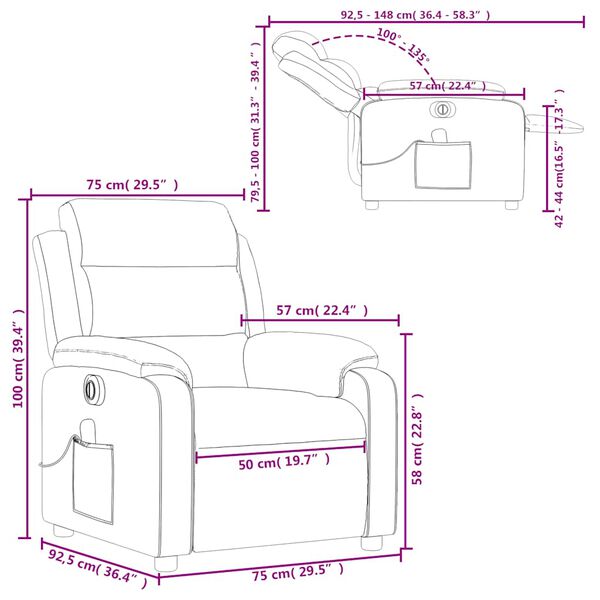 vidaXL Electric Massage Recliner Chair Black Faux Leather