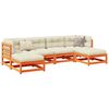 vidaXL 6 Piece Garden Sofa Set with Cushions Wax Brown Solid Wood Pine