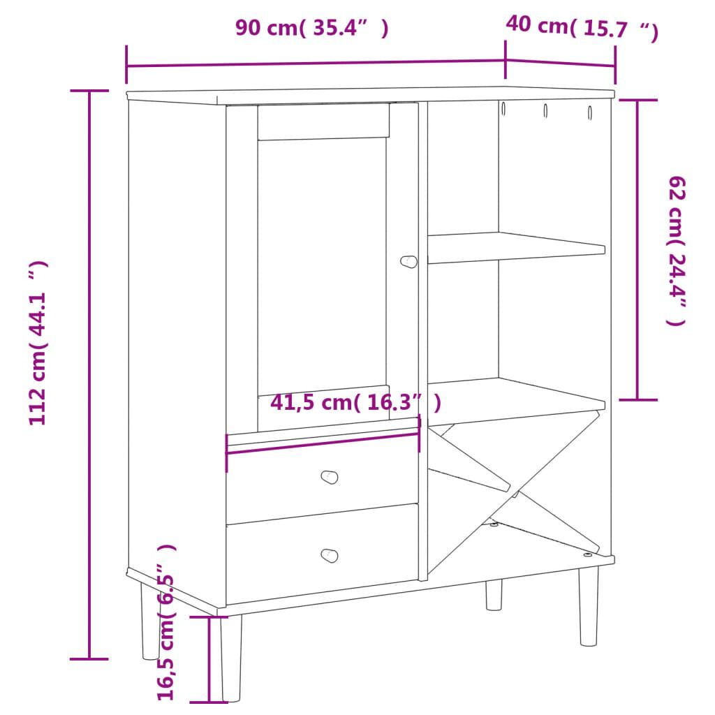 vidaXL Highboard SENJA Rattan Look Brown 90x40x112cm Solid Wood Pine