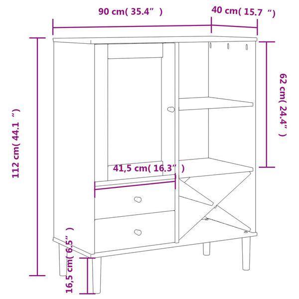 vidaXL Highboard SENJA Rattan Look Brown 90x40x112cm Solid Wood Pine