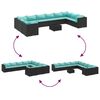 vidaXL 11 Piece Garden Sofa Set with Cushions Black Poly Rattan