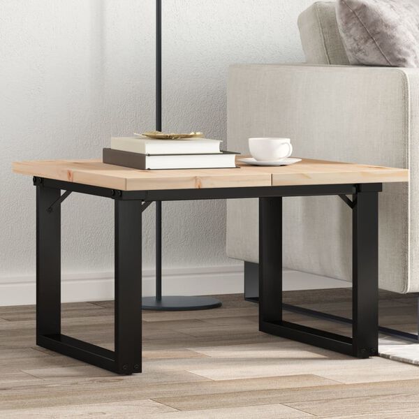 vidaXL Coffee Table O-Frame 60x60x40.5 cm Solid Wood Pine and Steel