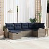 vidaXL Sofa Set with Cushion Manual 6 pcs Grey and Navy Poly Rattan